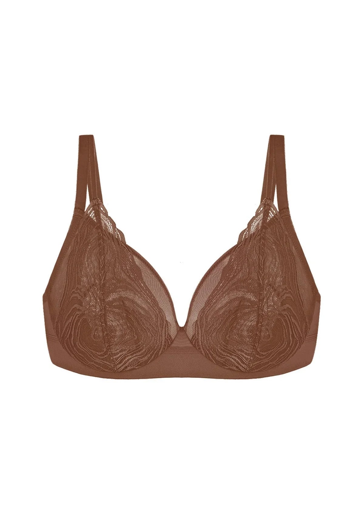 Serenata Flora Linear Lace Sheer Mesh Full Coverage Unlined Underwire Bra