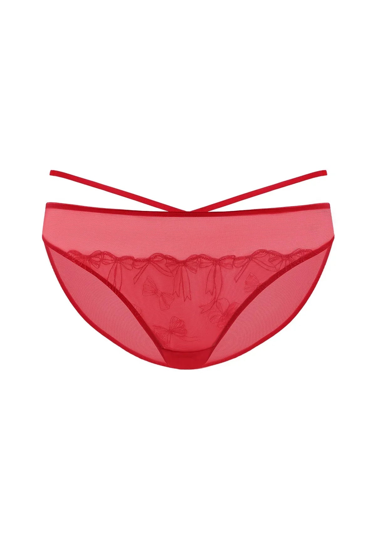 HSIA Renna Holiday Embroidered Red Mesh Brief Underwear