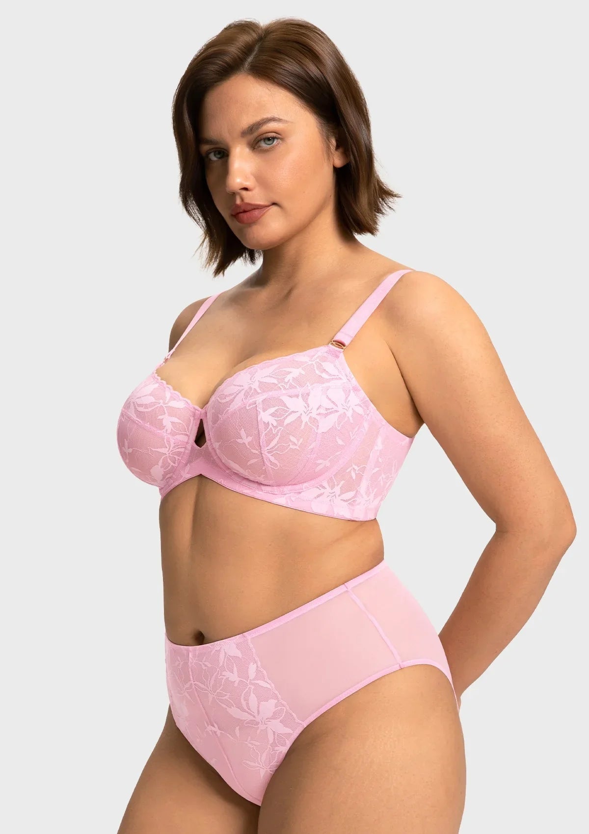 HSIA Petalia Plus Size Seamless Lace Underwire Balconette Demi No Padded Bra with High Elastic Fabric Delicate Lace Trim Cutout & Adjustable Straps