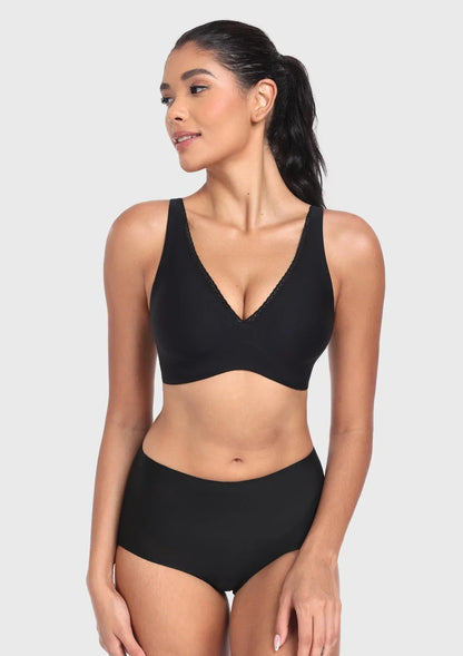 Deep V Seamless Bra Wireless Lift Breathable Perforated Foam Cups