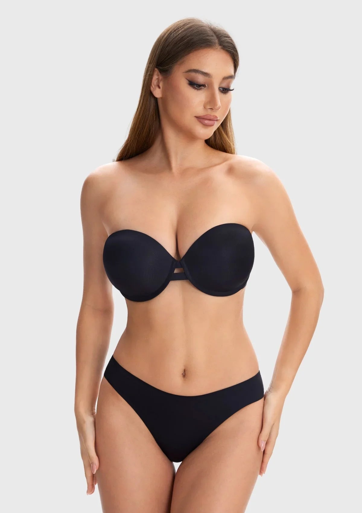 Juliette Bandless Seamless Push Up Strapless Underwire Bra