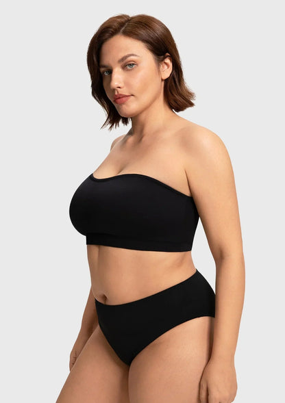 Wireless Plus Size Strapless Bra with Non-Slip Silicone & Moisture-Wicking Cups