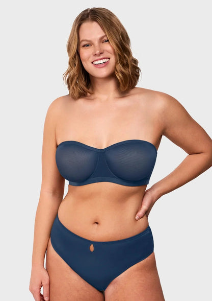 Bella Sheer Mesh Unlined Underwire Strapless Balconette Bra
