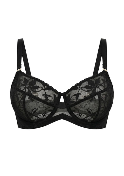 HSIA Petalia Plus Size Seamless Lace Underwire Balconette Demi No Padded Bra with High Elastic Fabric Delicate Lace Trim Cutout & Adjustable Straps