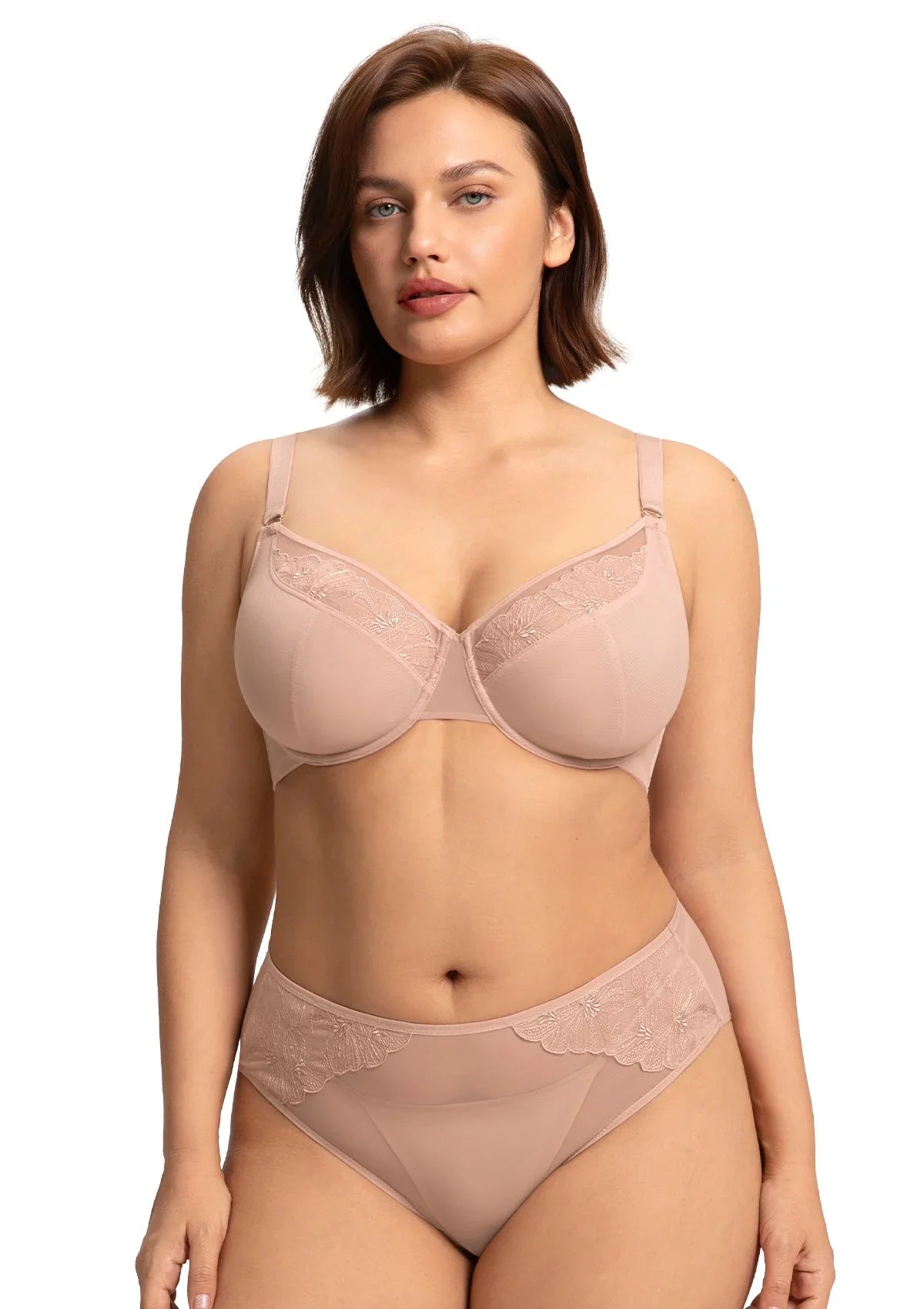 HSIA Yumi Unlined Sheer Embroidery Lace Full Coverage Bra Elegant Sculpting Support