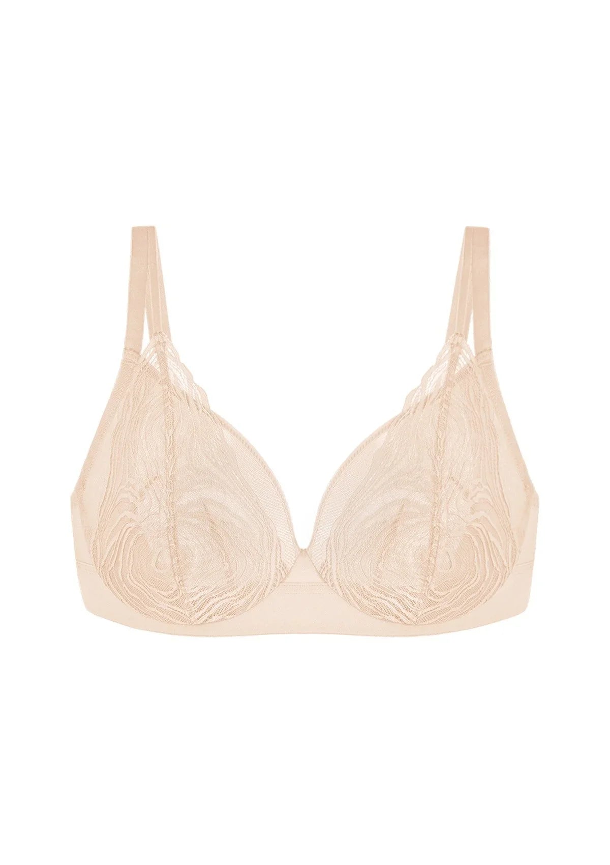 Serenata Flora Linear Lace Sheer Mesh Full Coverage Unlined Underwire Bra