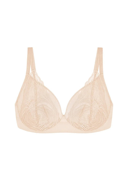 Serenata Flora Linear Lace Sheer Mesh Full Coverage Unlined Underwire Bra