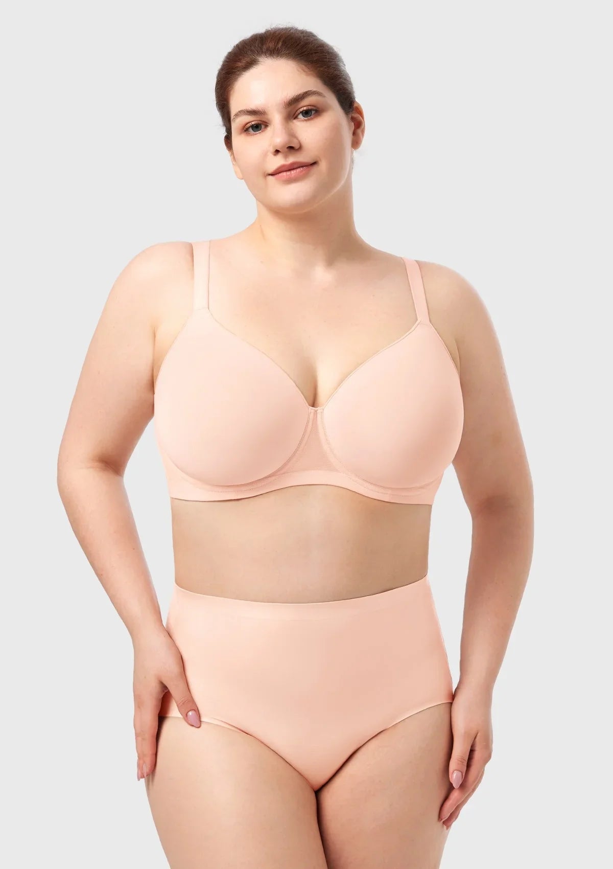 AirMesh Dark Beige Full Coverage Smooth Mesh Lightly Padded Lined Underwire T-Shirt Bra