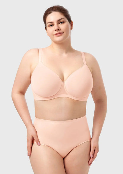 AirMesh Dark Beige Full Coverage Smooth Mesh Lightly Padded Lined Underwire T-Shirt Bra