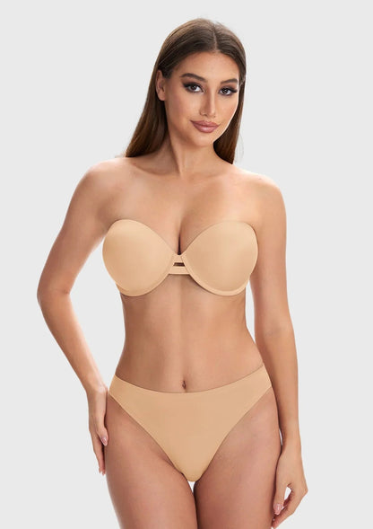 Juliette Bandless Seamless Push Up Strapless Underwire Bra