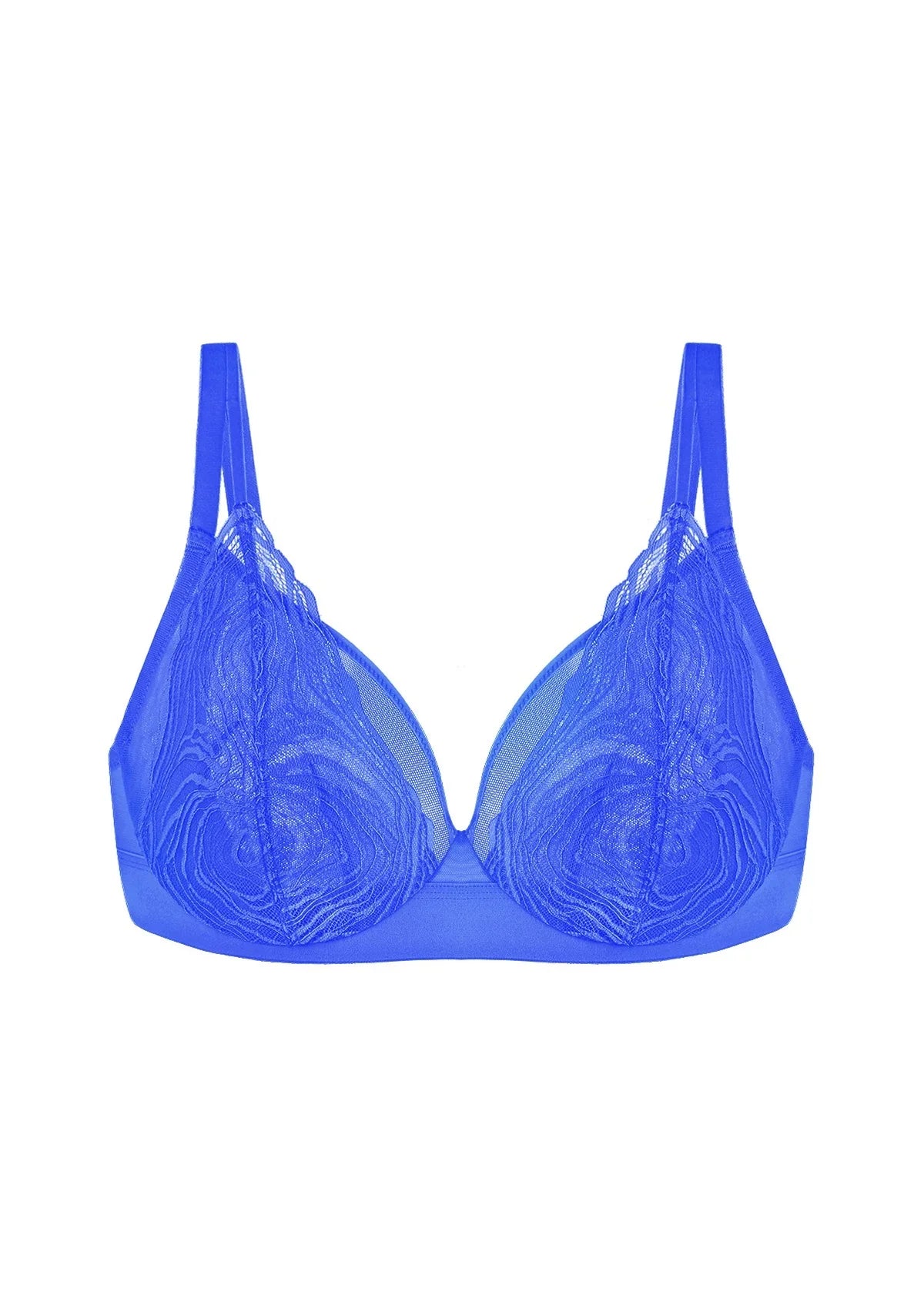 Serenata Flora Linear Lace Sheer Mesh Full Coverage Unlined Underwire Bra