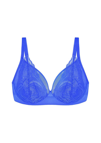 Serenata Flora Linear Lace Sheer Mesh Full Coverage Unlined Underwire Bra