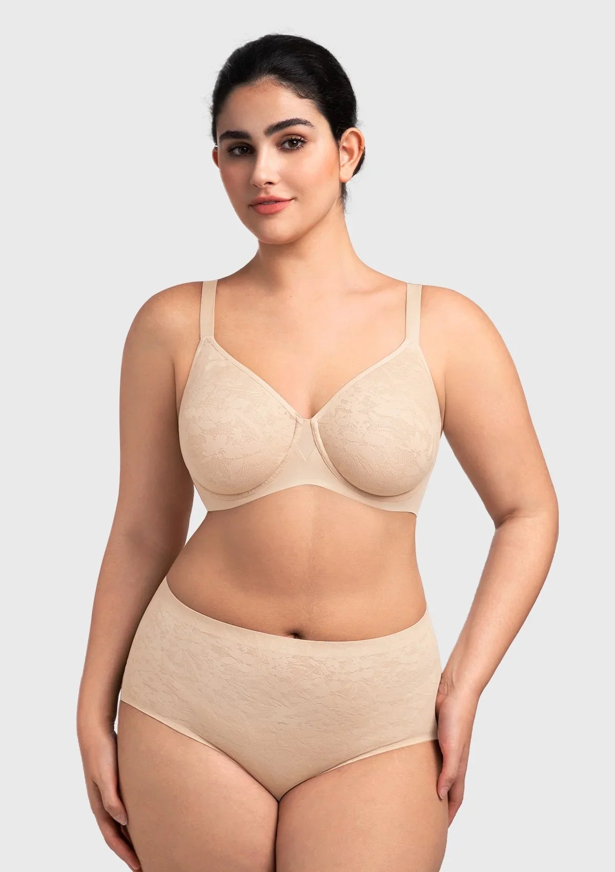 HSIA Auri Seamless Lace Support Bra Full Coverage Underwire Comfort Fit