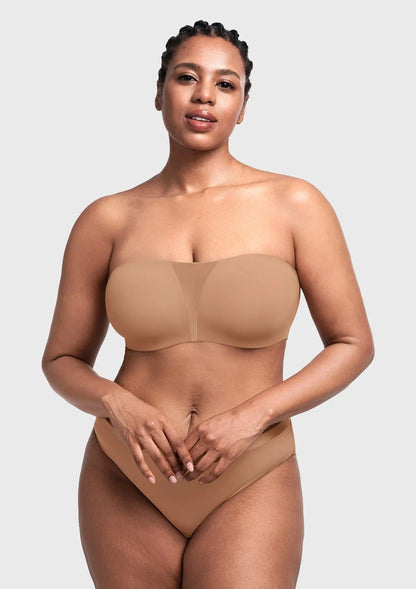 Fiery Unlined Seamless Comfort Underwire Plus Size Bandeau Strapless Coffee Bra