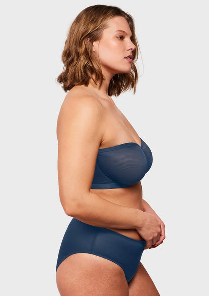 Bella Sheer Mesh Unlined Underwire Strapless Balconette Bra