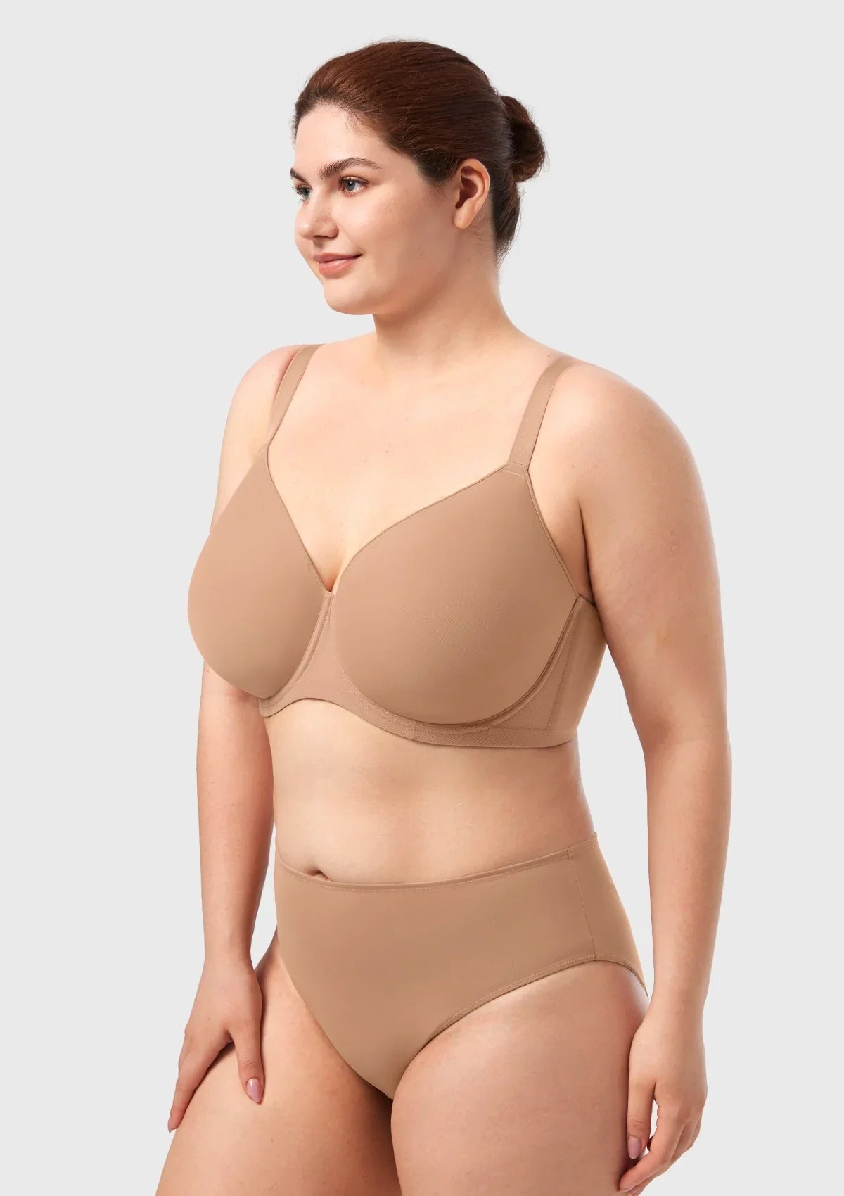 AirMesh Dark Beige Full Coverage Smooth Mesh Lightly Padded Lined Underwire T-Shirt Bra