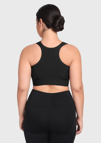 HSIA PowerMove High Support Zip Front Sports Bra Wireless No Bounce Adjustable Wide Straps