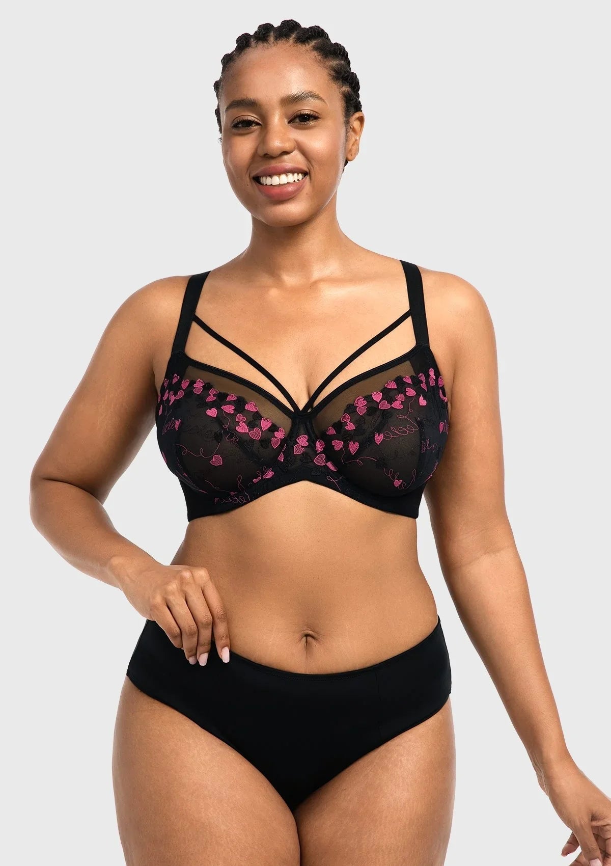 HSIA Renna Holiday Edit Embroidery Pink Lace Underwire Bra
