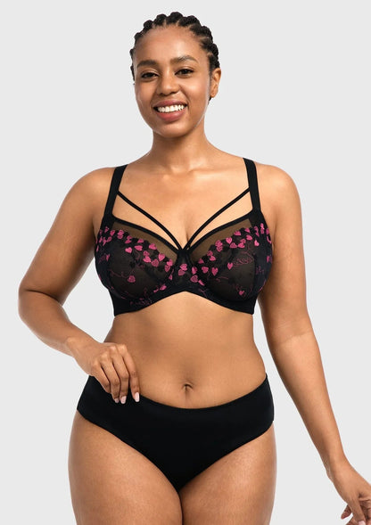 HSIA Renna Holiday Edit Embroidery Pink Lace Underwire Bra