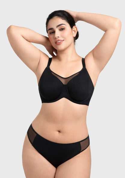 HSIA CoolComfort Plus Size Underwire Smoothing Wide Strap Full Coverage Unlined Minimizer T-shirt Bra