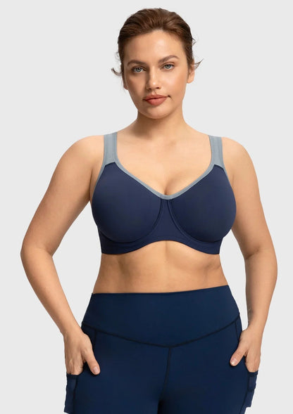 ComfyArc Unlined Outside Underwire Racerback Sports Bra