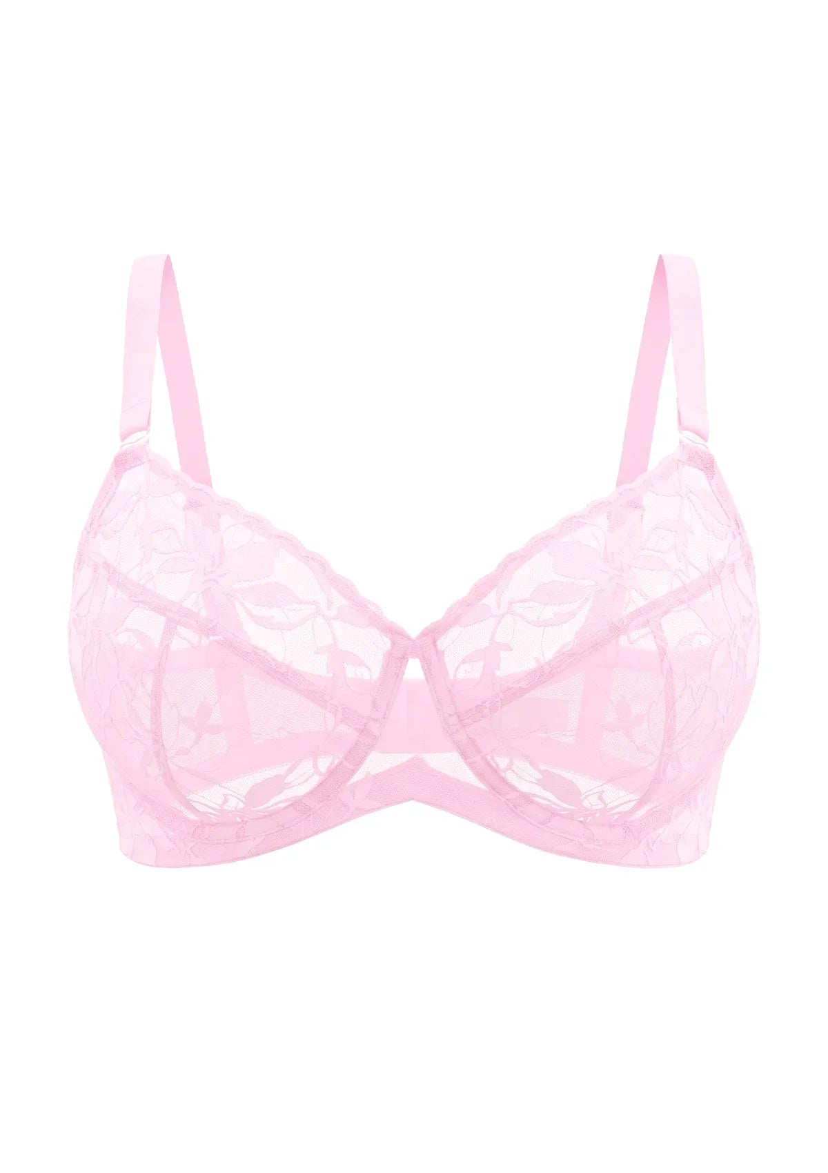 HSIA Petalia Plus Size Seamless Lace Underwire Balconette Demi No Padded Bra with High Elastic Fabric Delicate Lace Trim Cutout & Adjustable Straps