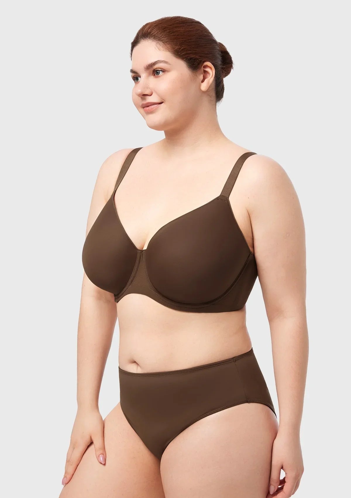 AirMesh Dark Beige Full Coverage Smooth Mesh Lightly Padded Lined Underwire T-Shirt Bra