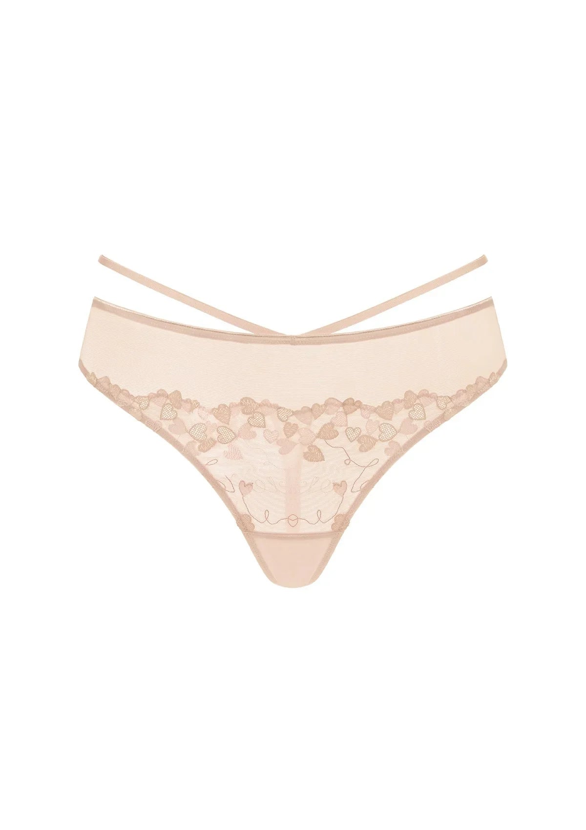 HSIA Renna Holiday Embroidered Pink Mesh Thong Underwear