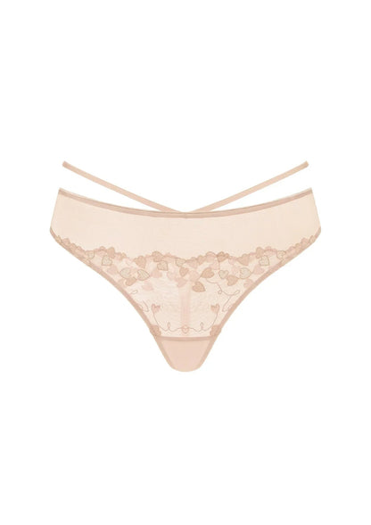 HSIA Renna Holiday Embroidered Pink Mesh Thong Underwear