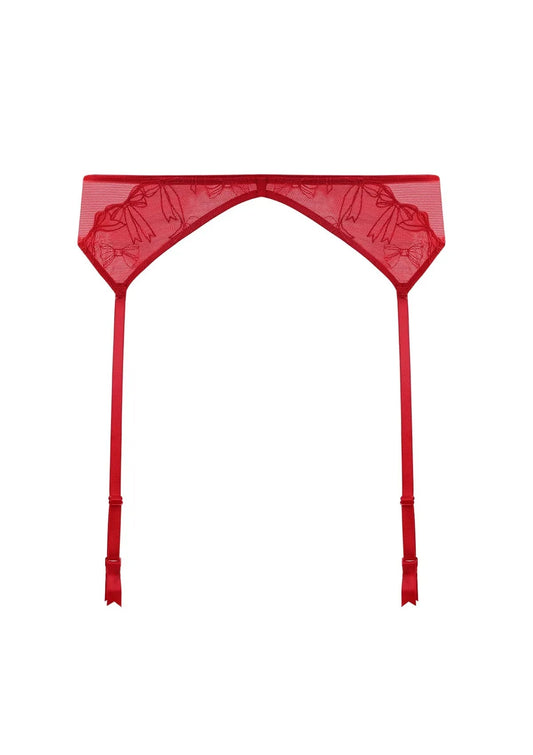 HSIA Renna Holiday Edit Embroidered Red Garter Belt