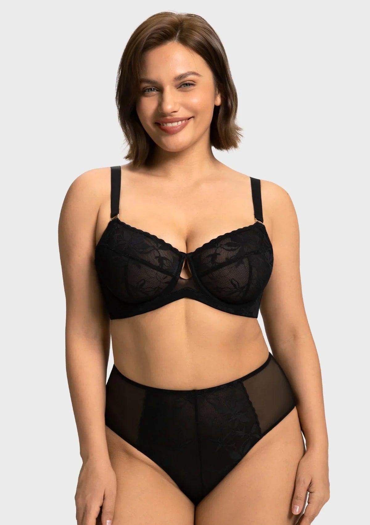 HSIA Petalia Plus Size Seamless Lace Underwire Balconette Demi No Padded Bra with High Elastic Fabric Delicate Lace Trim Cutout & Adjustable Straps