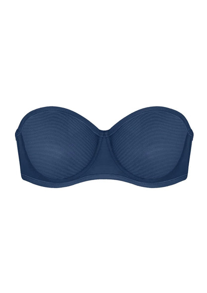 Bella Sheer Mesh Unlined Underwire Strapless Balconette Bra