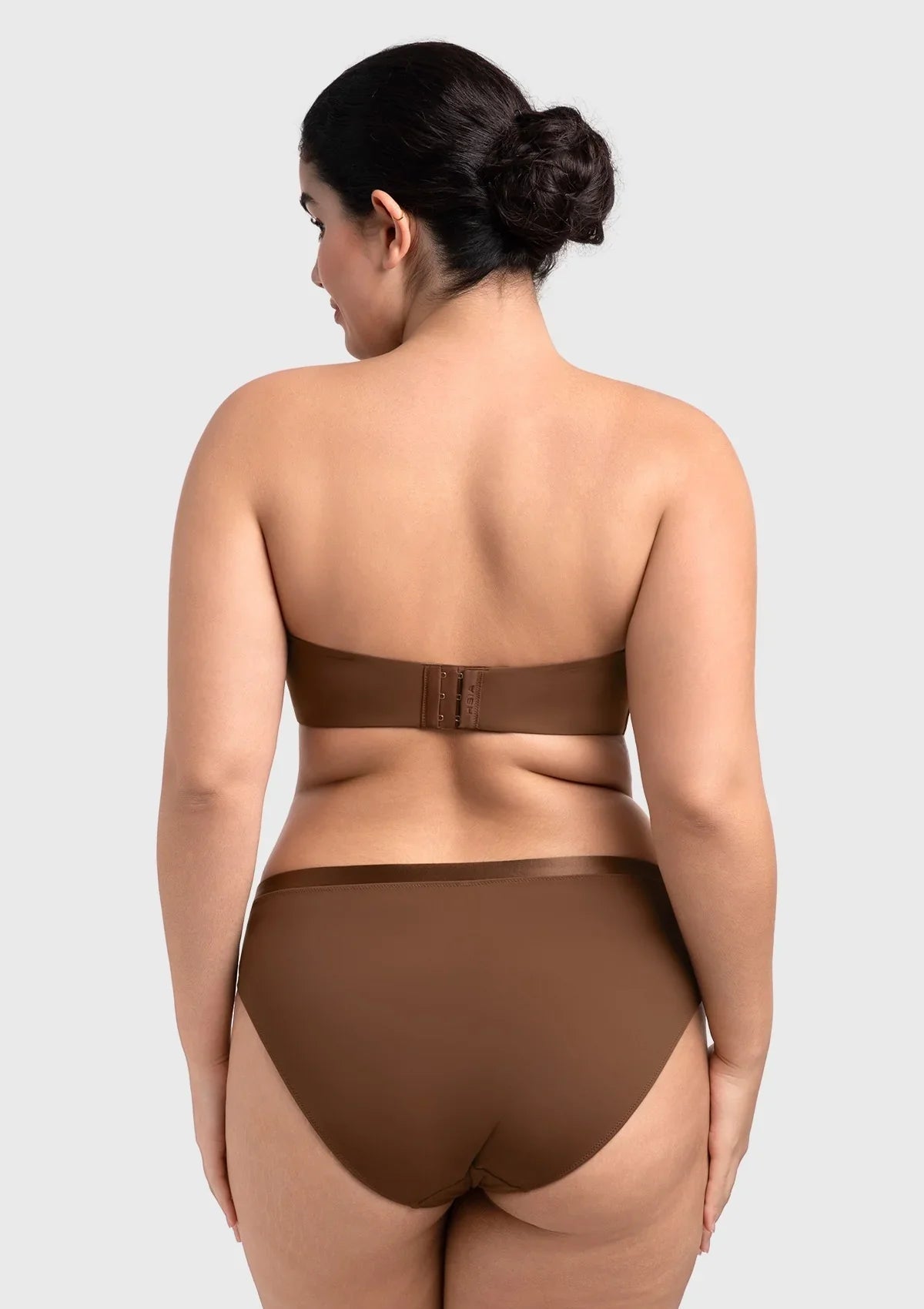 Fiery Unlined Seamless Comfort Underwire Plus Size Bandeau Strapless Coffee Bra