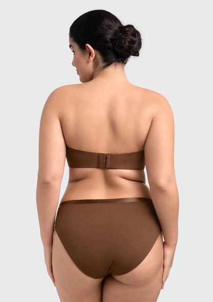 Fiery Unlined Seamless Comfort Underwire Plus Size Bandeau Strapless Coffee Bra