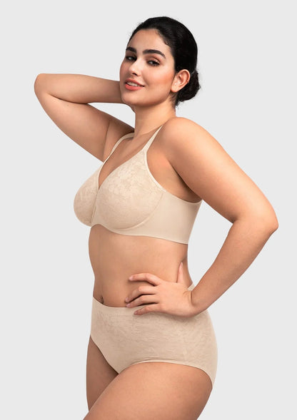 HSIA Auri Seamless Lace Support Bra Full Coverage Underwire Comfort Fit