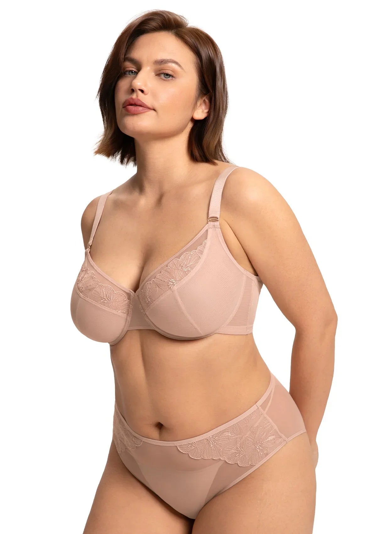 HSIA Yumi Unlined Sheer Embroidery Lace Full Coverage Bra Elegant Sculpting Support