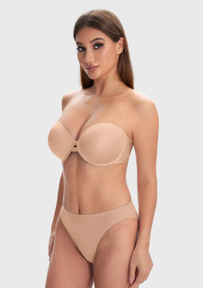 Juliette Bandless Seamless Push Up Strapless Underwire Bra