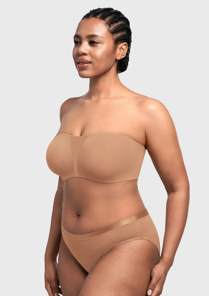 Fiery Unlined Seamless Comfort Underwire Plus Size Bandeau Strapless Coffee Bra