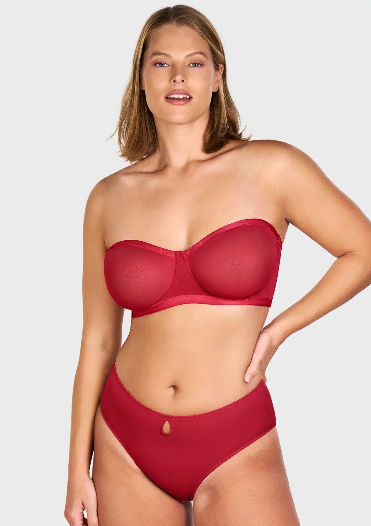 Bella Sheer Mesh Unlined Underwire Strapless Balconette Bra
