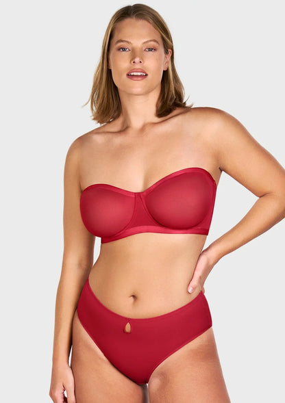 Bella Sheer Mesh Unlined Underwire Strapless Balconette Bra