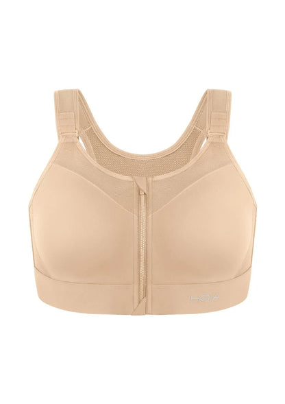 HSIA PowerMove High Support Zip Front Sports Bra Wireless No Bounce Adjustable Wide Straps