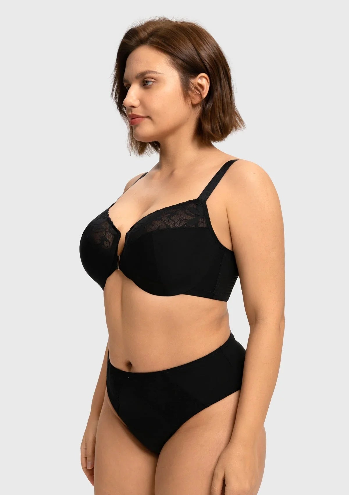 HSIA Anemone Unlined Plus Size Front Closure 3/4 Cup Underwire Back Support Bra Lace Trim for Sculpted Lift Womenswear