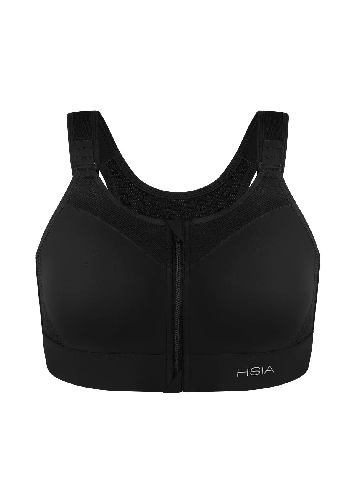 HSIA PowerMove High Support Zip Front Sports Bra Wireless No Bounce Adjustable Wide Straps