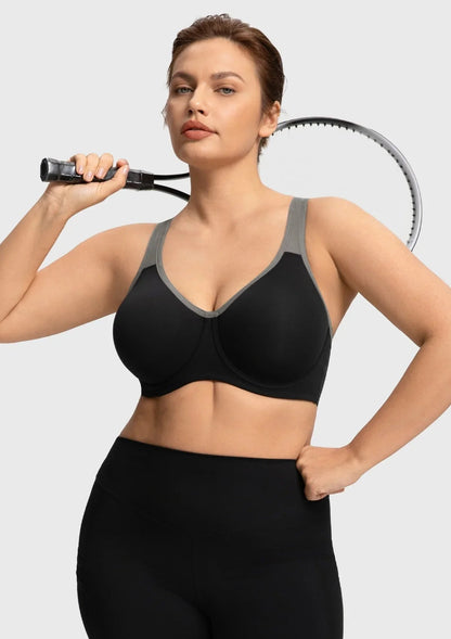 ComfyArc Unlined Outside Underwire Racerback Sports Bra