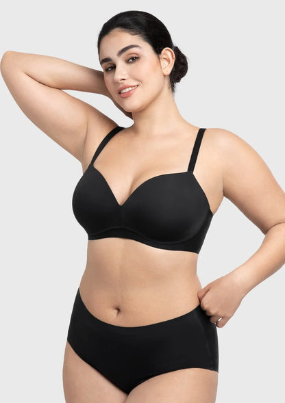 Comfortable Wireless Push Up Plunge Bra with Padded V Lift