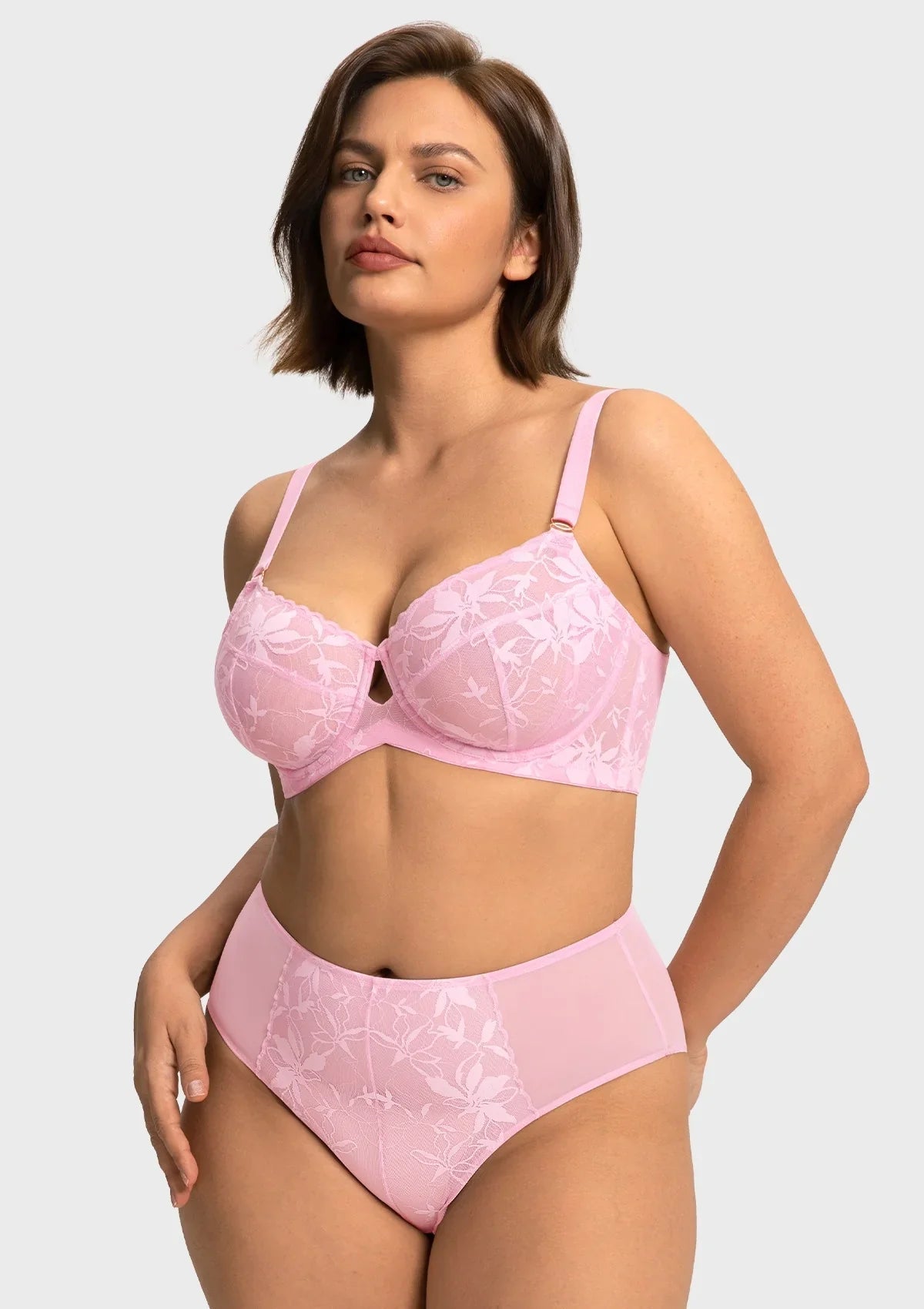 HSIA Petalia Plus Size Seamless Lace Underwire Balconette Demi No Padded Bra with High Elastic Fabric Delicate Lace Trim Cutout & Adjustable Straps
