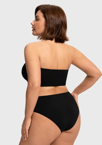 Wireless Plus Size Strapless Bra with Non-Slip Silicone & Moisture-Wicking Cups