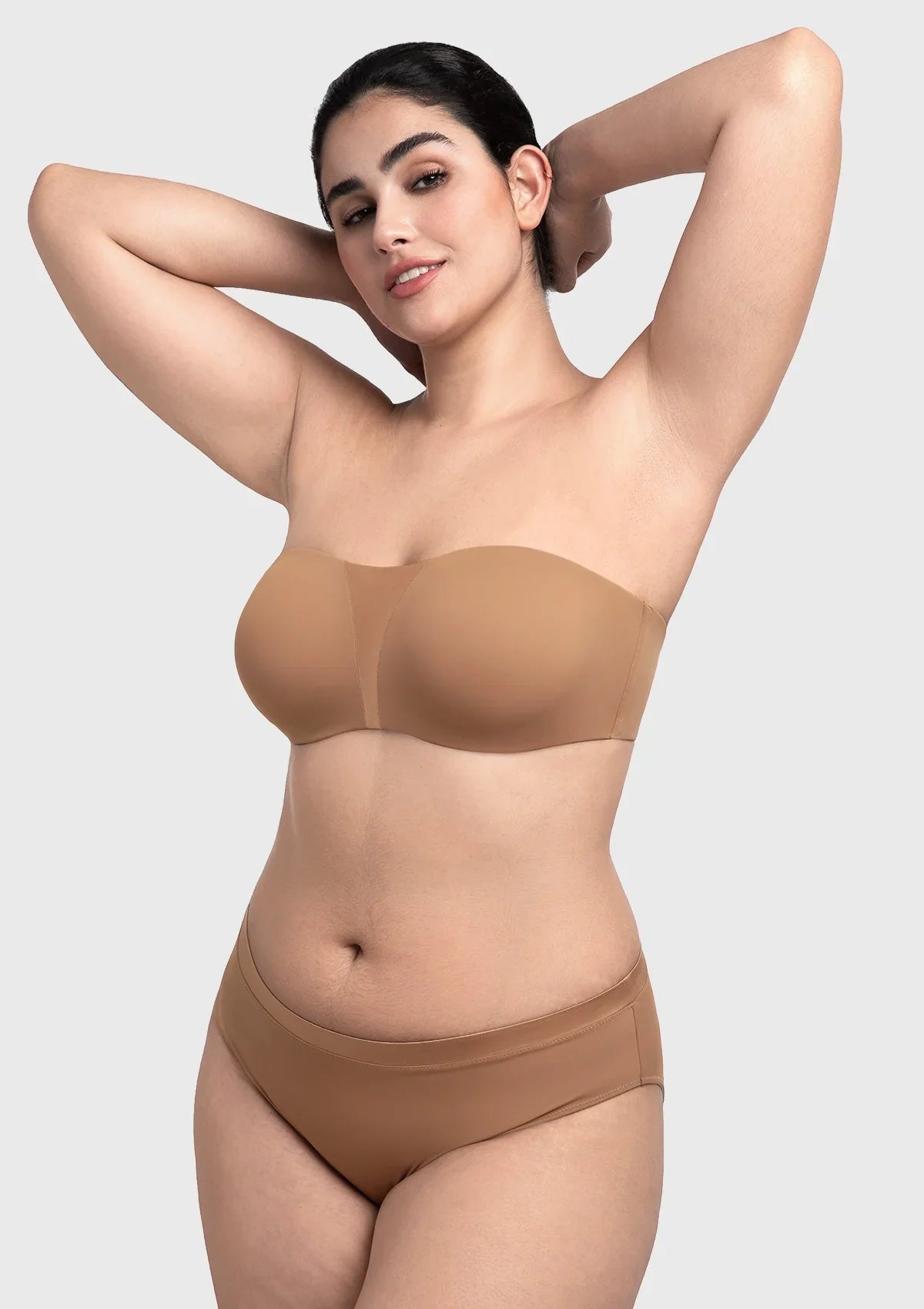 Fiery Unlined Seamless Comfort Underwire Plus Size Bandeau Strapless Coffee Bra
