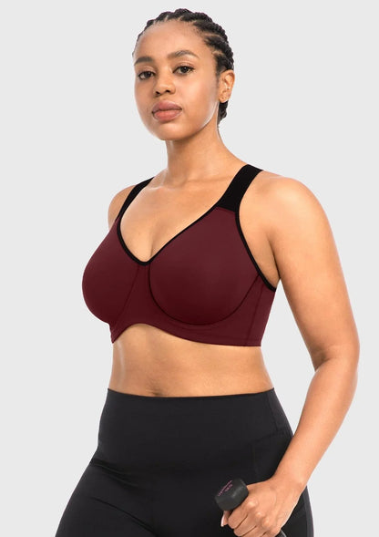 ComfyArc Unlined Outside Underwire Racerback Sports Bra