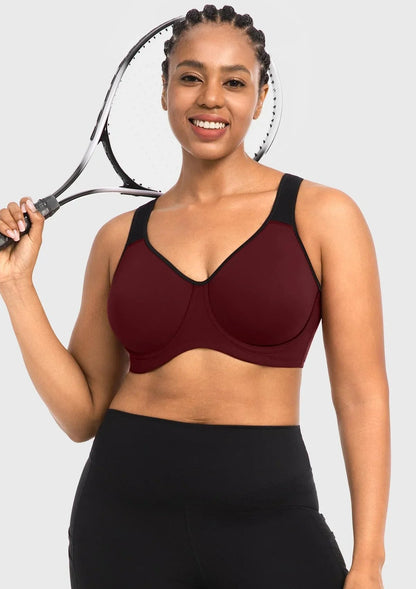 ComfyArc Unlined Outside Underwire Racerback Sports Bra
